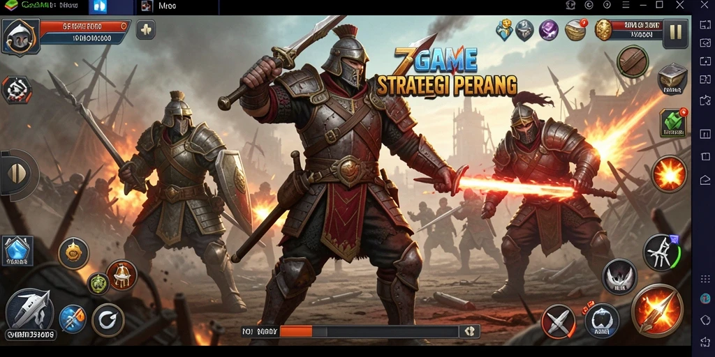 Screenshot gameplay SLG yang menampilkan aksi pertempuran mendebarkan.