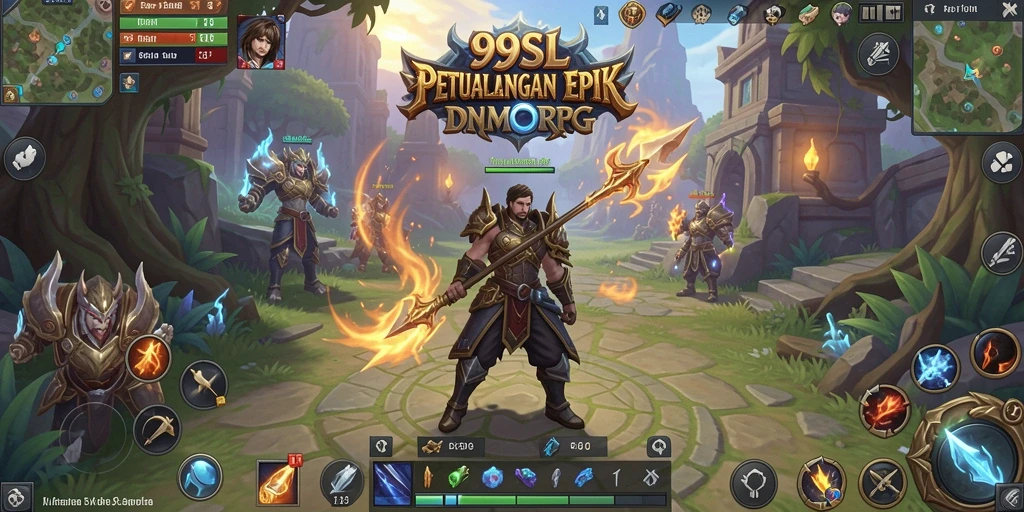 Screenshot menunjukkan pertempuran epik dalam permainan MMORPG 99SL.