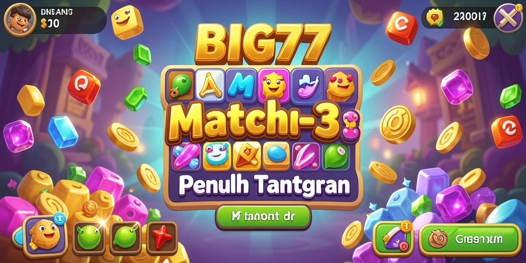 Tangkapan layar gameplay BIG77 yang menampilkan aksi Match-3 yang seru.