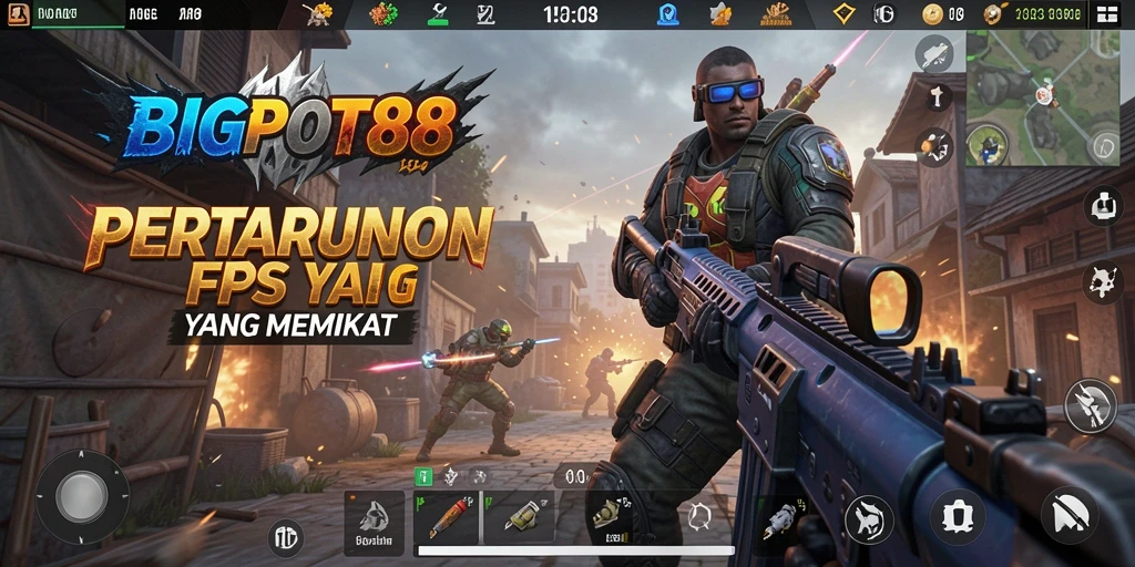 Screenshot gameplay <strong>BIGPOT88</strong> dengan aksi tembak-menembak yang mendebarkan.