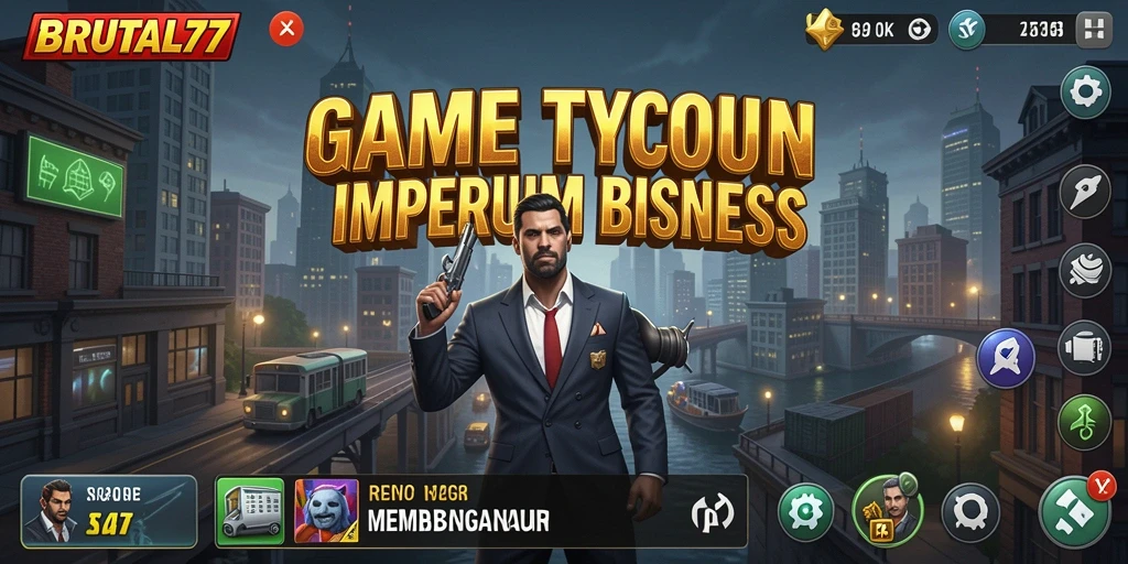 Tangkapan layar gameplay BRUTAL77 yang menunjukkan pengelolaan bisnis yang mendebarkan.