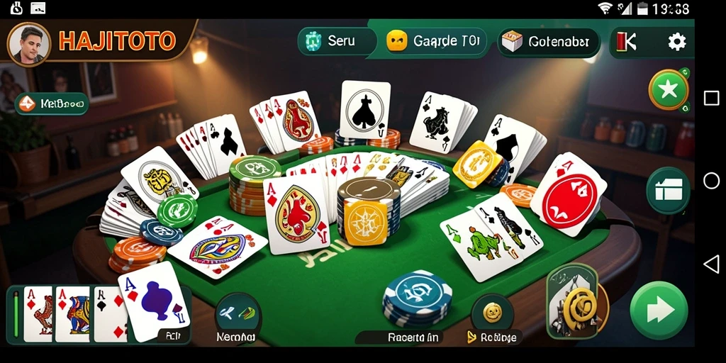 Tampilan gameplay seru HAJITOTO dengan kartu Gaple.