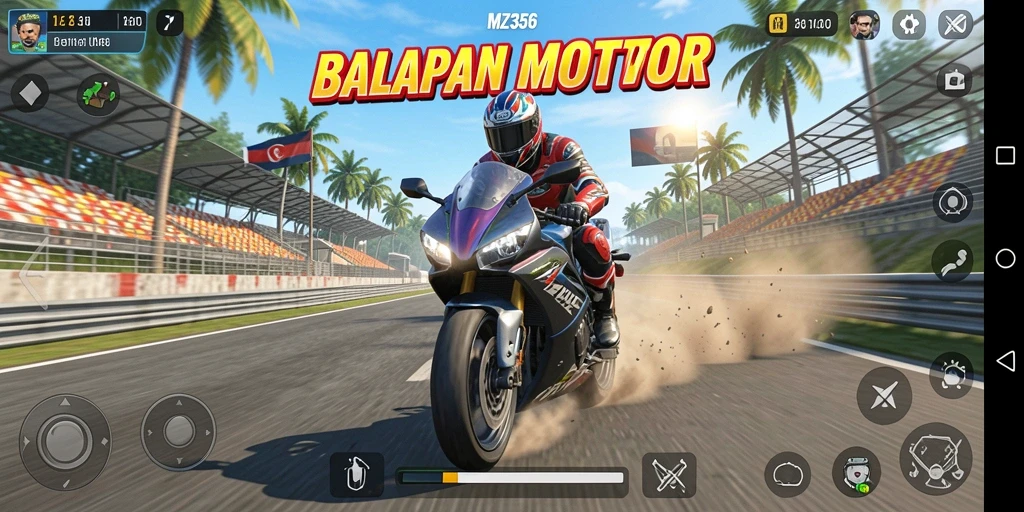 Gameplay balapan motor yang mendebarkan dalam MZ356.