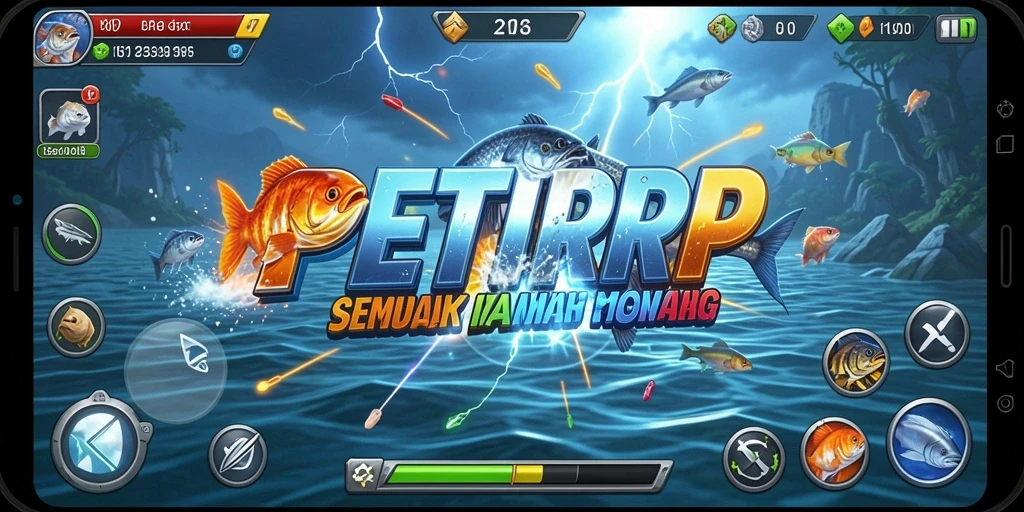 Screenshot dari gameplay seru PETIRRP dengan ikan berwarna-warni.