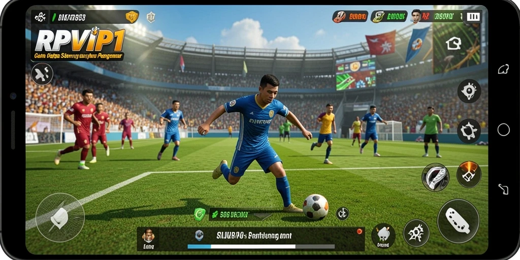 Screenshot RPVIP1 menampilkan aksi pertandingan olahraga yang seru.