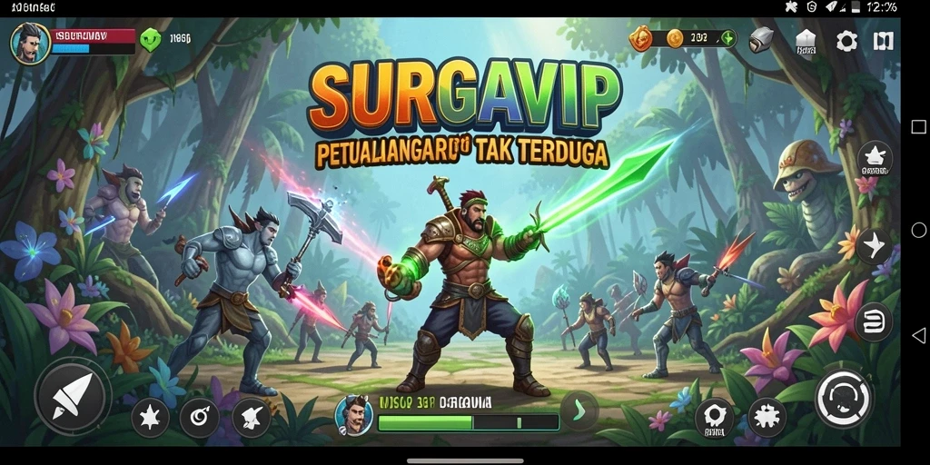 Tangkapan layar SURGAVIP menampilkan aksi petualangan yang mendebarkan.