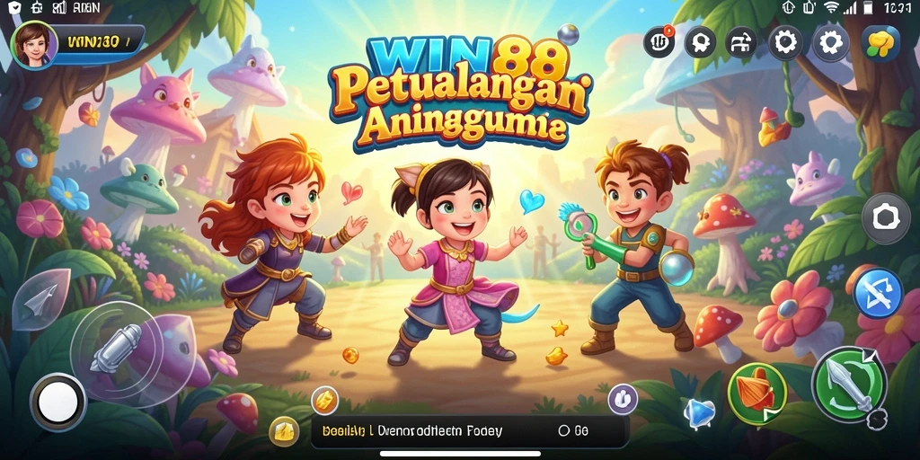 Tampilan gameplay Anime yang penuh warna dan karakter menarik.