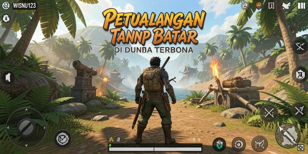 Gameplay eksplorasi bebas di dunia terbuka WISNU123 yang menakjubkan.